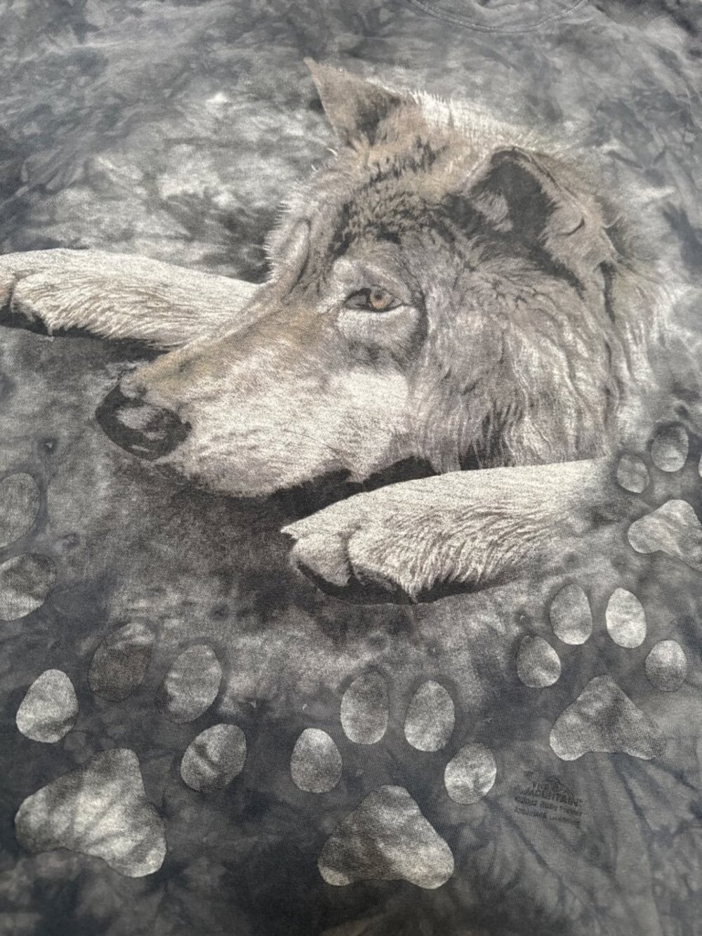 Wolf Graphic Tie-Dye T-Shirt The Mountain Mens Size XL Black Gray